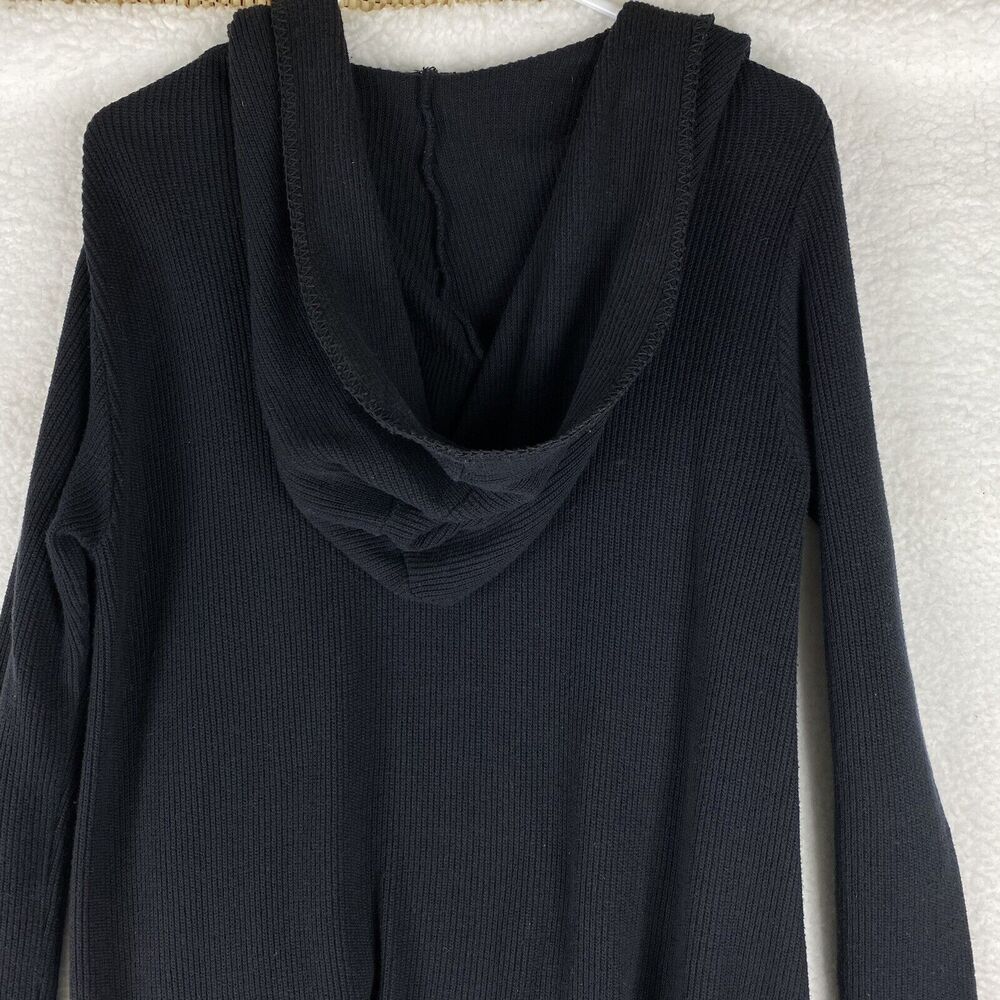 Johnny Was Pete & Greta Cardigan Size XS Black Draped Hooded Open Front Long - Picture 9 of 13